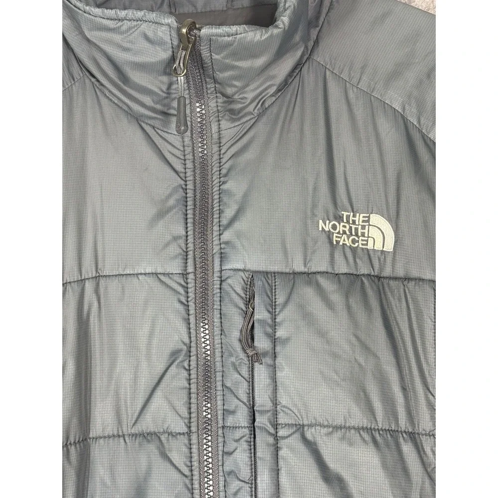 The North Face Mens Gray Primaloft Insulated Puffer Jacket Full Zip Large F10